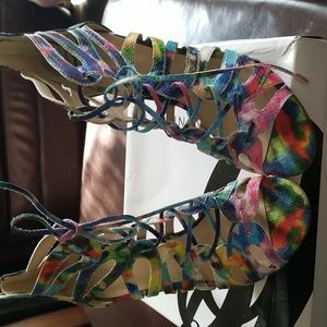 Multi Color Strappy Nine West Heels